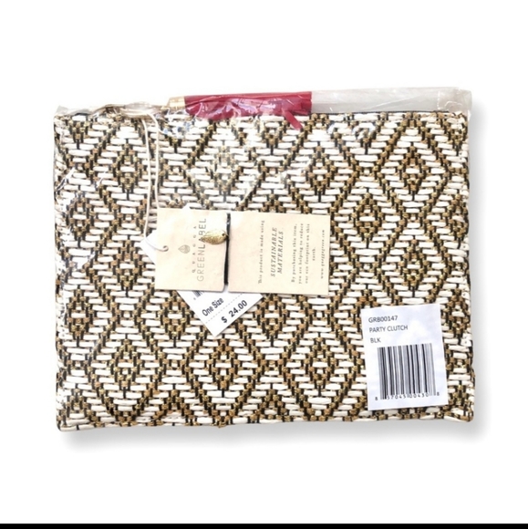 NWT Sustainable Quagga Green Label Sustainable Boho Woven Clutch - Picture 2 of 3